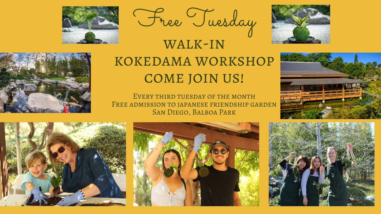 May 21st. Kokedama Workshop at Japanese Friendship Garden, Balboa Park, San Diego