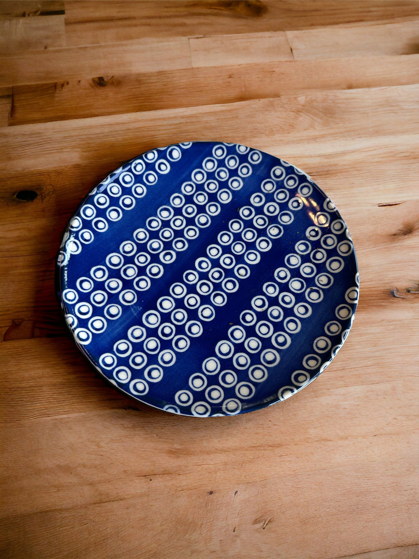 Plate, Large Saucer for Kokedama Shibori design deep blue/white two type