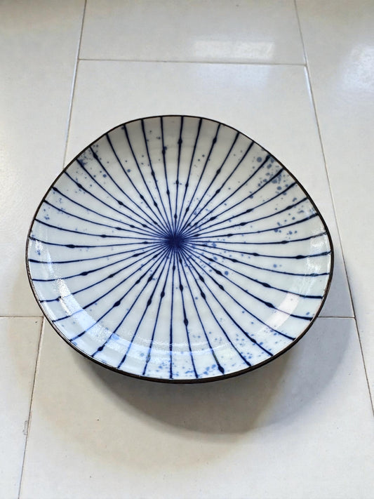 Indigo Radiance Kokedama Saucer, wafu design saucer 6.5" x 1"