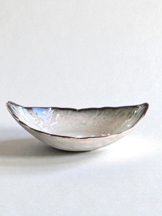 Boat (Fune) - Shape Kokedama Saucer – Soft White Glaze