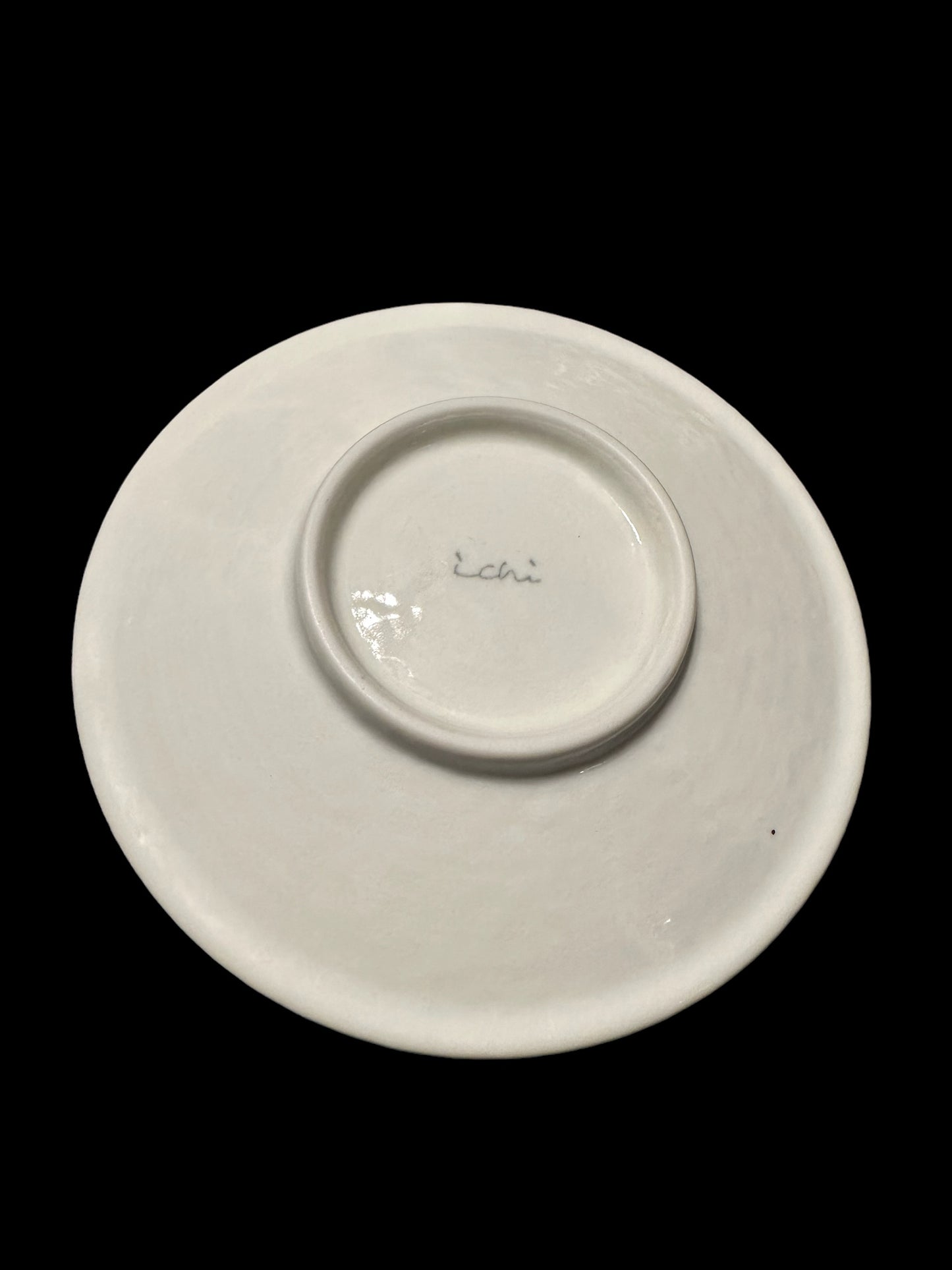 White/light brown mosaic, Japanese Ceramic Saucer, Diameter 5.5". x Height 1.8".
