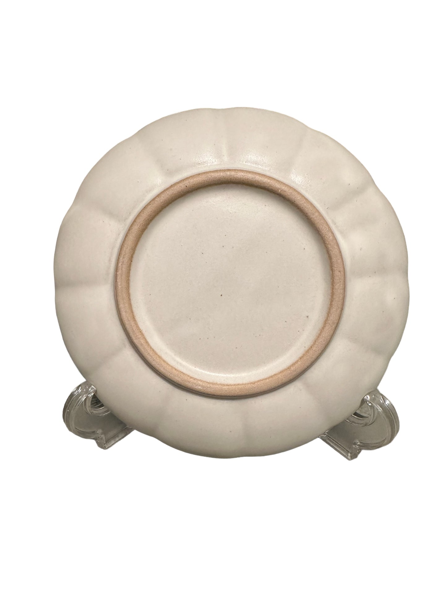 Round green grazed on white saucer Size 6.5" x 1" height