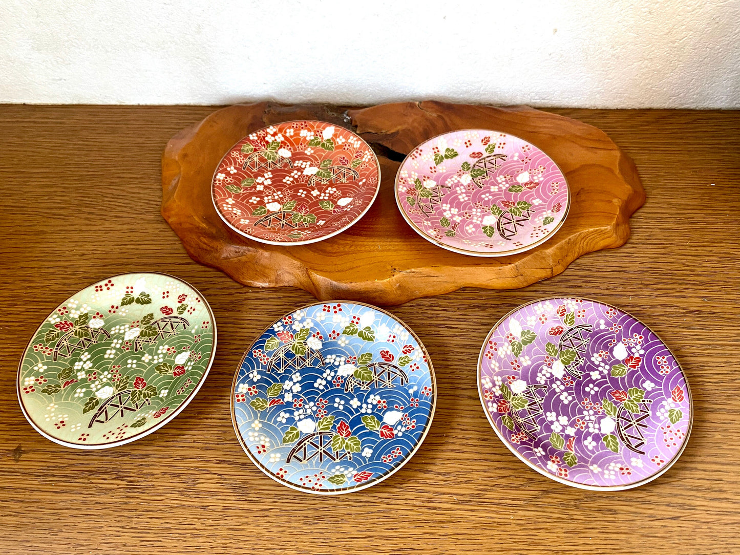 Small Japanese flower mozart with wafu designed Saucer for small Kokedama Size 4.13" diameter x 0.6" height