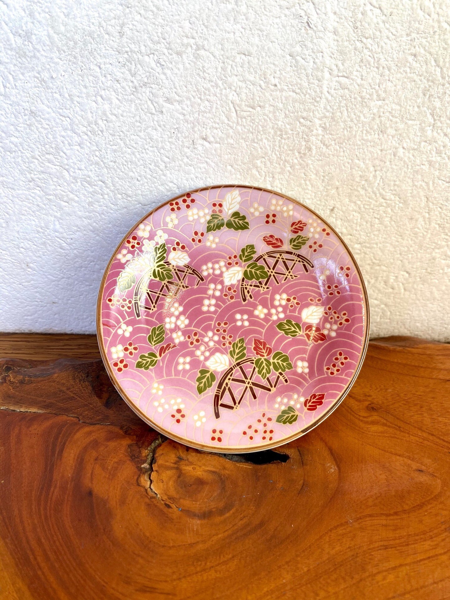 Small Japanese flower mozart with wafu designed Saucer for small Kokedama Size 4.13" diameter x 0.6" height
