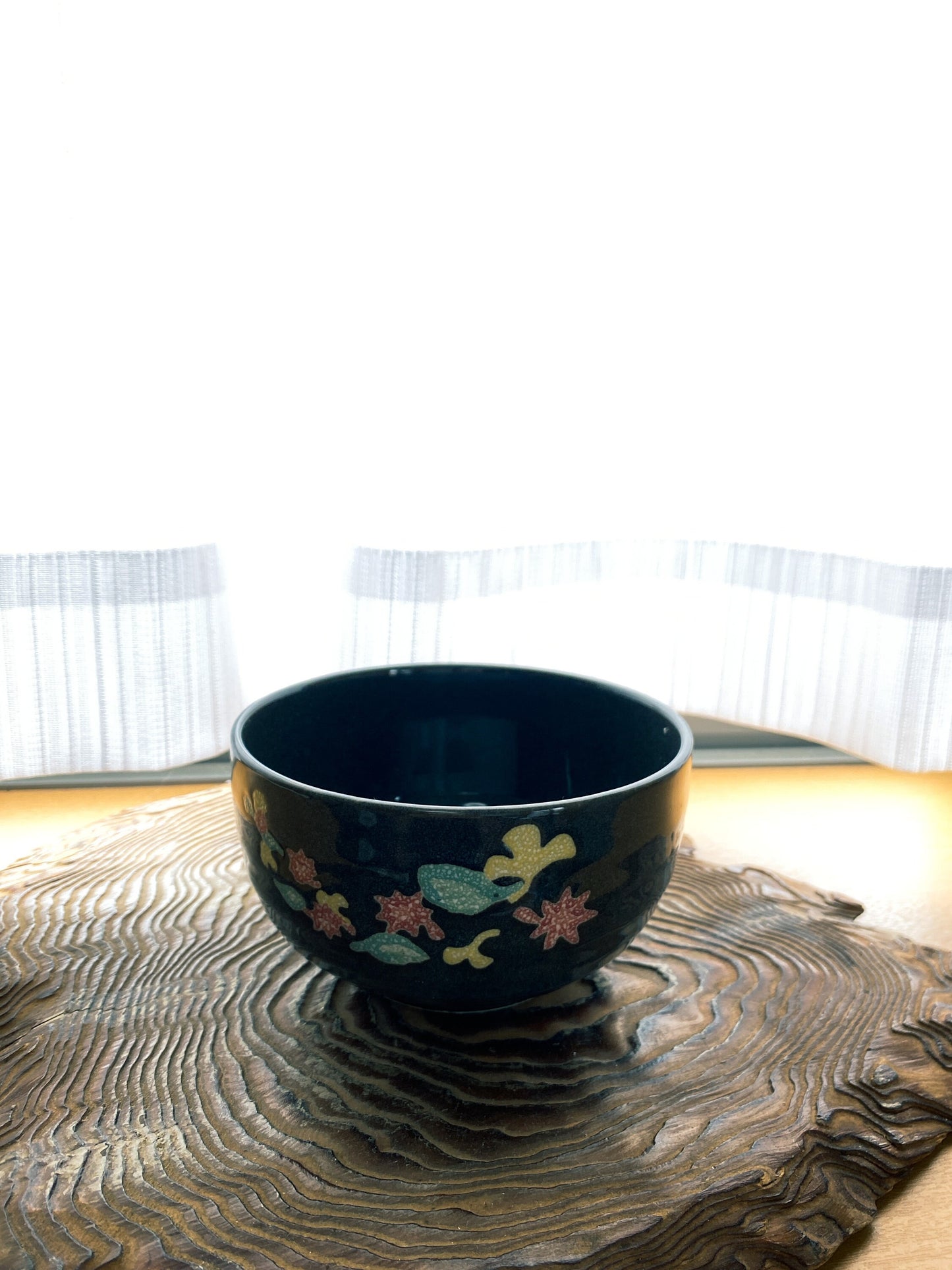Ceramic wafu-Japanese autumn leaf design medium bowl, two size, 5" x 3.15" deep and 5.5" x 3.15" deep