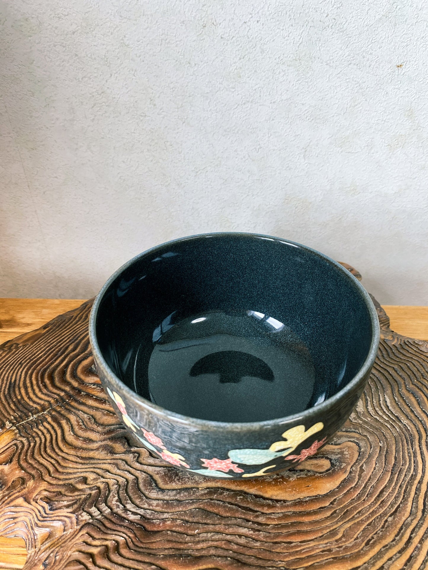 Ceramic wafu-Japanese autumn leaf design medium bowl, two size, 5" x 3.15" deep and 5.5" x 3.15" deep