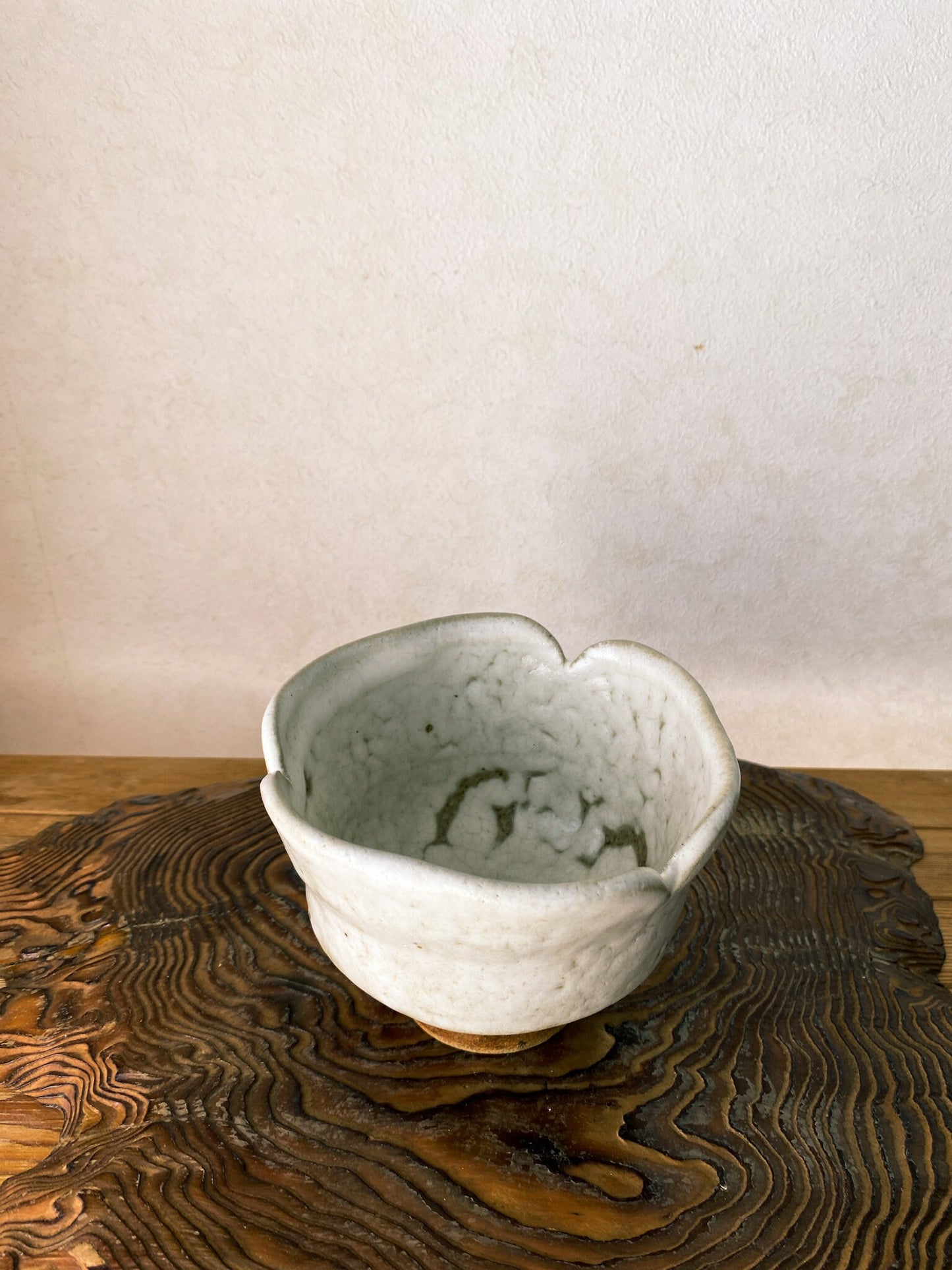 粉引 茶碗 Japanese Ceramic Saucer, Shigaraki Ware, Kohiki, Size 4.3" diameter 3.35" height