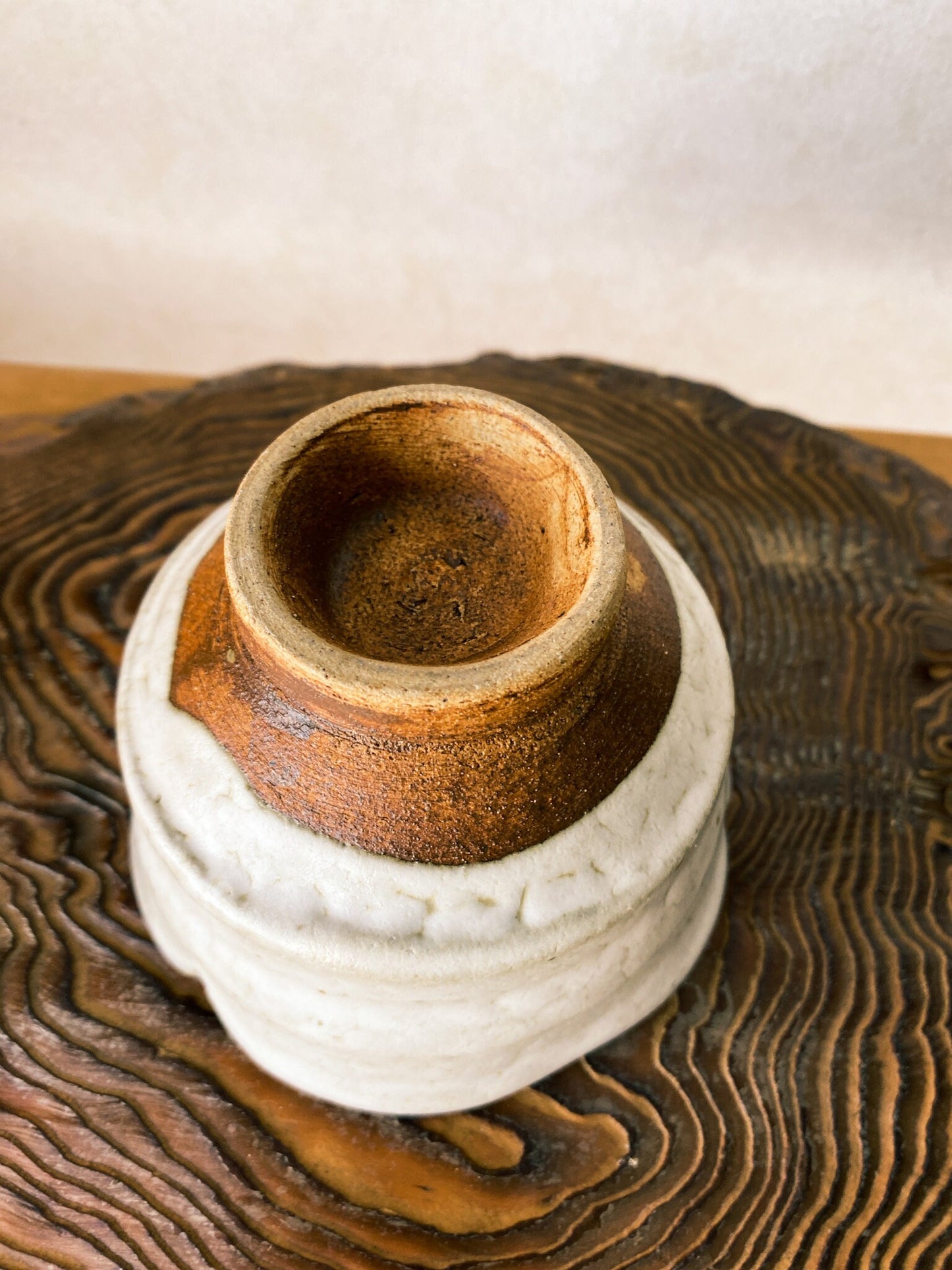 粉引 茶碗 Japanese Ceramic Saucer, Shigaraki Ware, Kohiki, Size 4.3" diameter 3.35" height