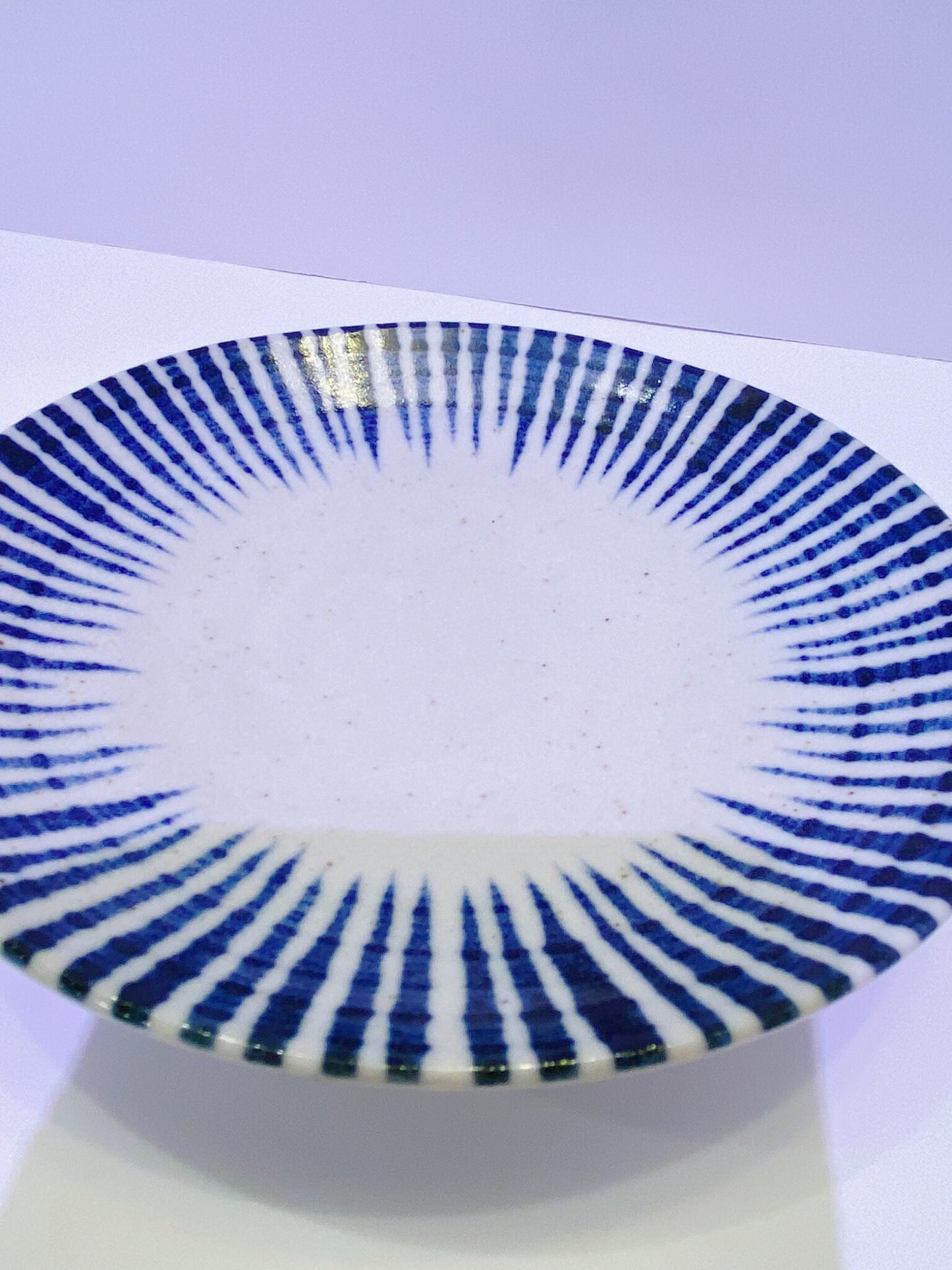 Stripe aizome, indigo blue, wafu design saucer 6.25" x 1"