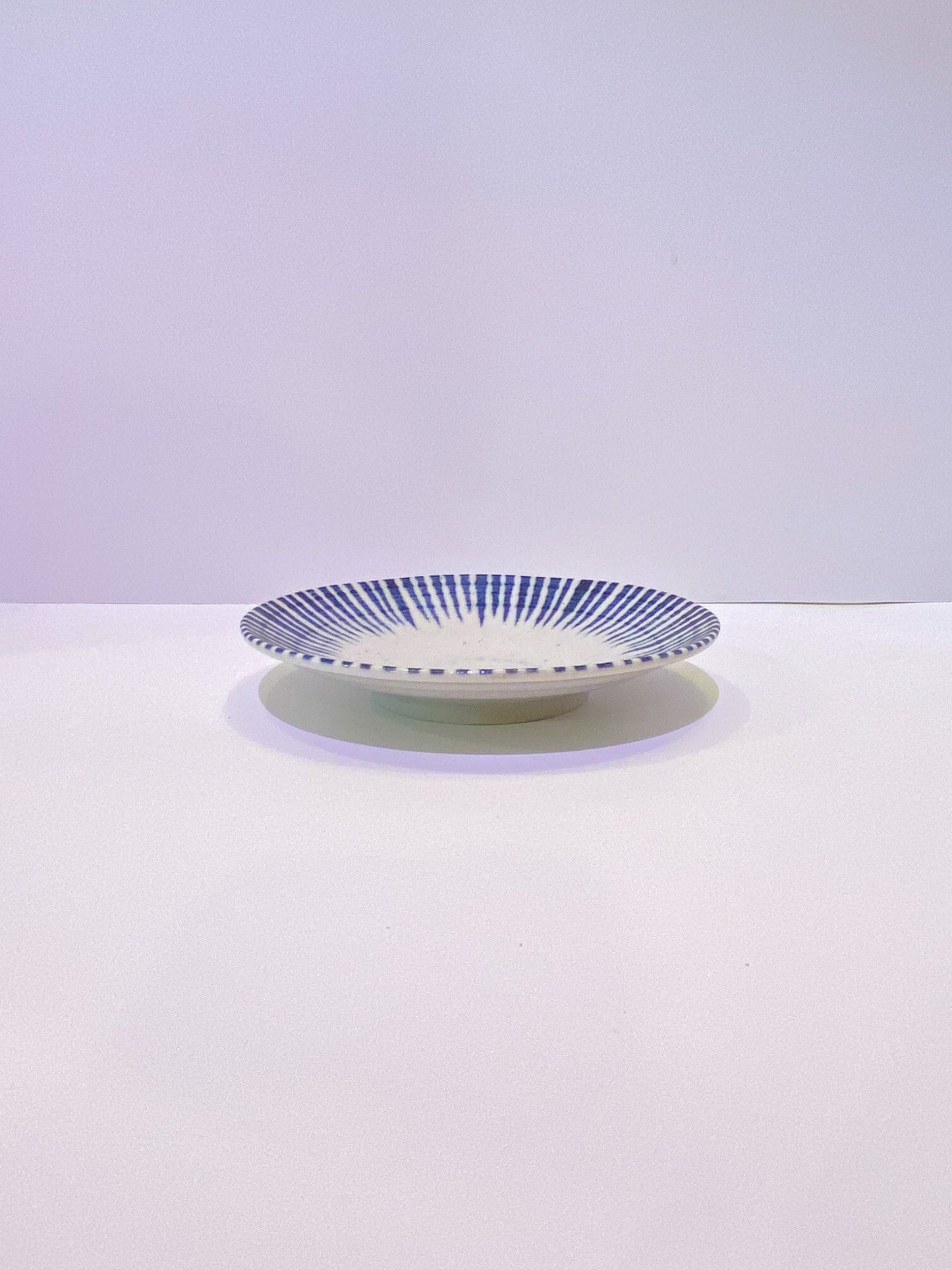 Stripe aizome, indigo blue, wafu design saucer 6.25" x 1"