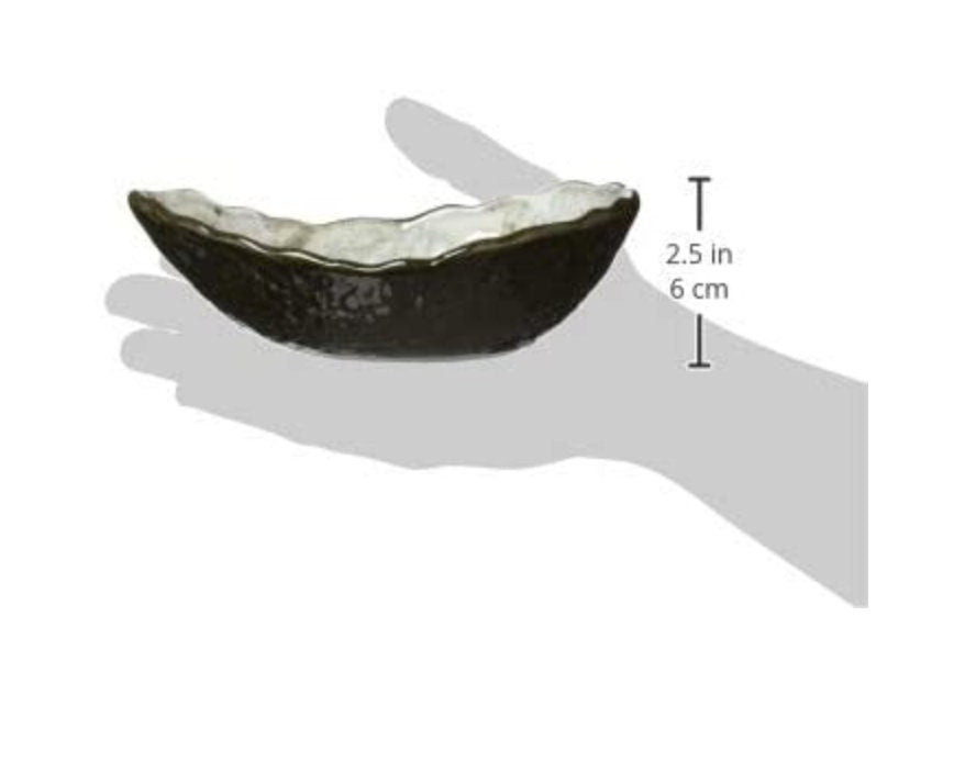 美濃焼 Minoyaki, Japanese Ceramic Saucer with leg, Size 9.84" x 4.72" x 1.57" height, beautiful green grazed with jomon monyou design.
