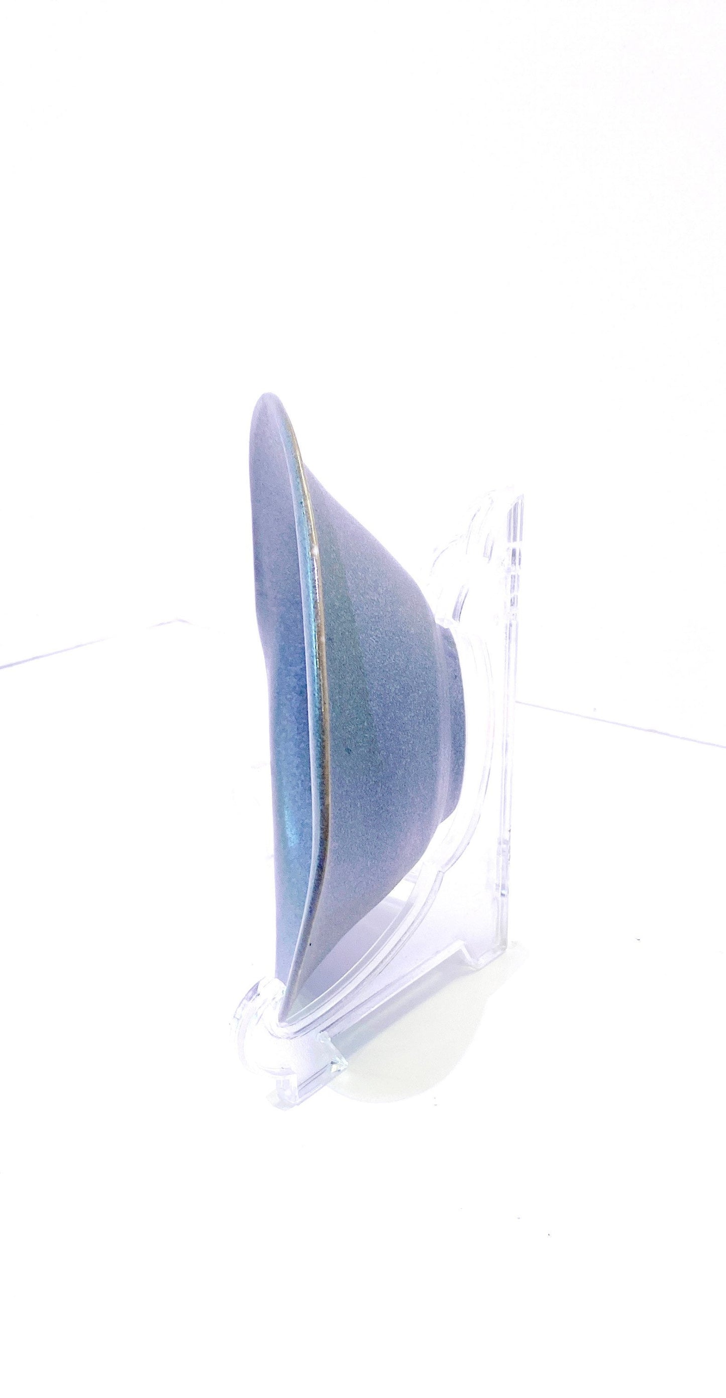 Unique stylish shape gray ceramic wafu-Japanese style medium saucer, 7" x 2" deep