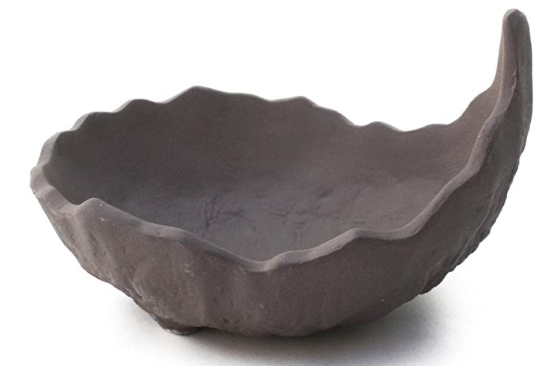 盆栽鉢 山野草鉢 鞍馬石 ウ泥 瀬戸焼 Seto-kilin, Japanese Bonsai Clay Saucer, Size 3.9" x 5.9"