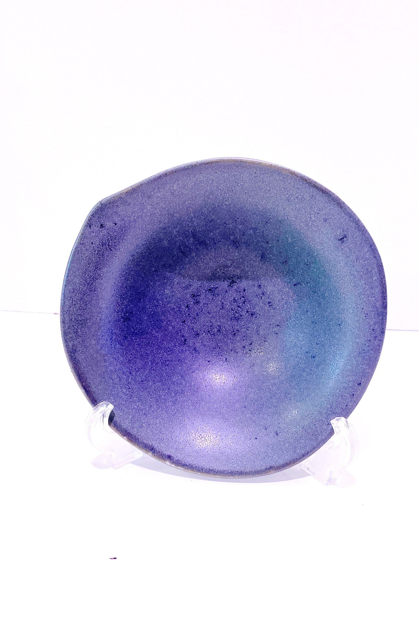Unique stylish shape gray ceramic wafu-Japanese style medium saucer, 7" x 2" deep