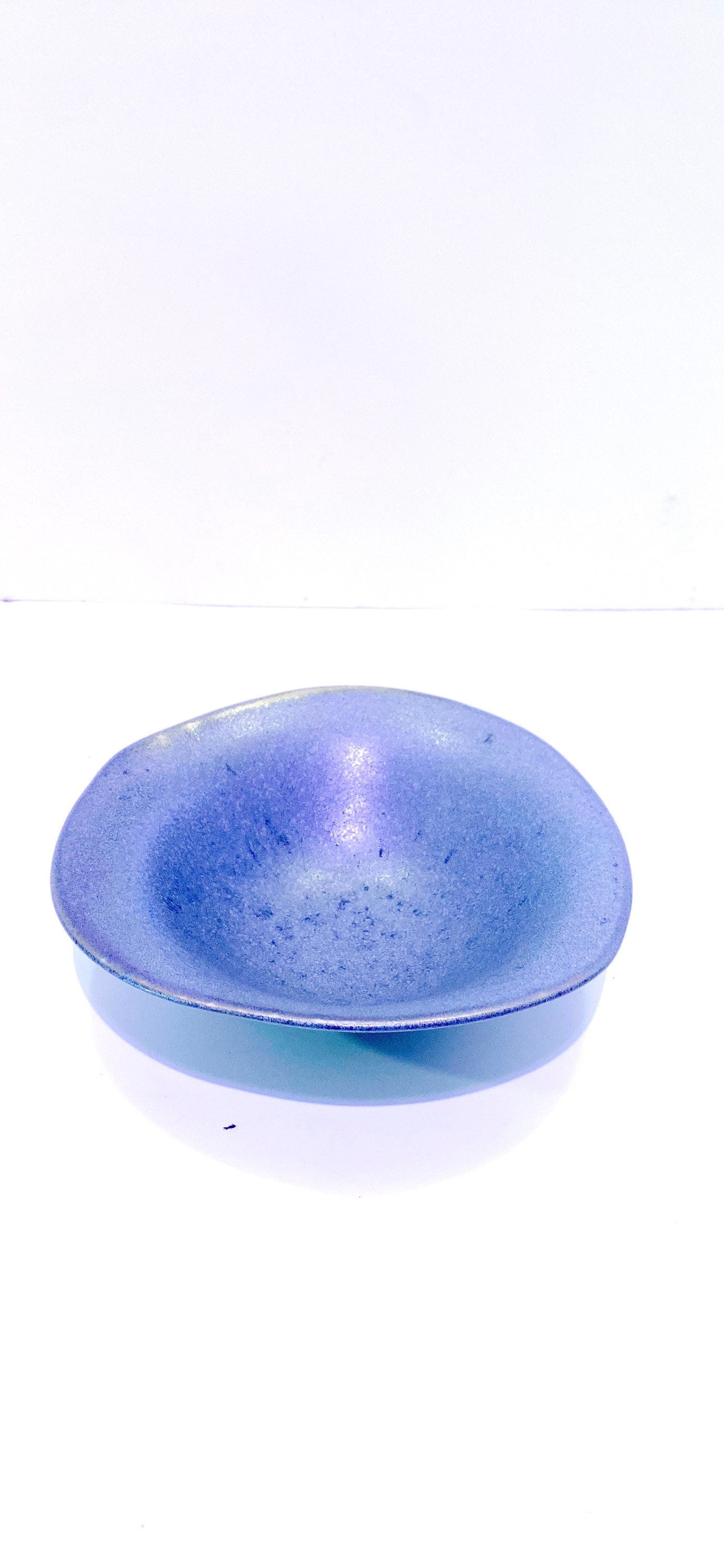 Unique stylish shape gray ceramic wafu-Japanese style medium saucer, 7" x 2" deep