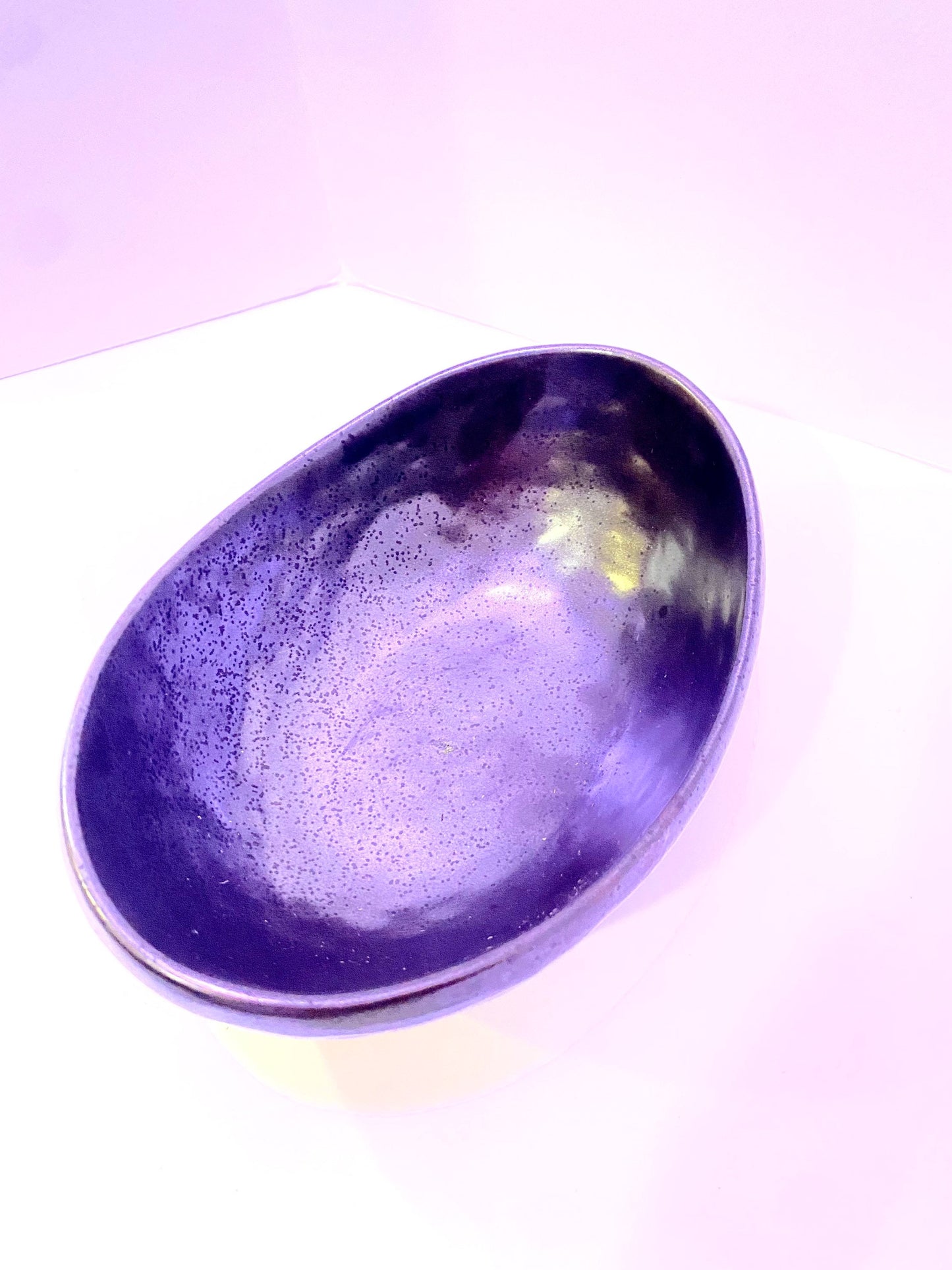 Owner's pick, good size for kokedama. Wabisabi bowl, Stone grained oval intriguing textual with practical appeal for a sculptural piece.