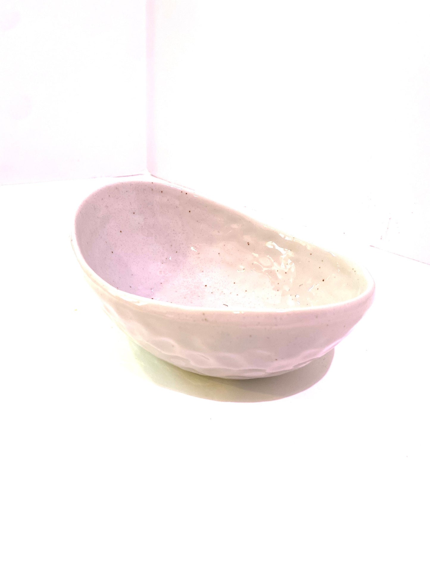 Owner's pick, good size for kokedama. Wabisabi bowl, Stone grained oval intriguing textual with practical appeal for a sculptural piece.