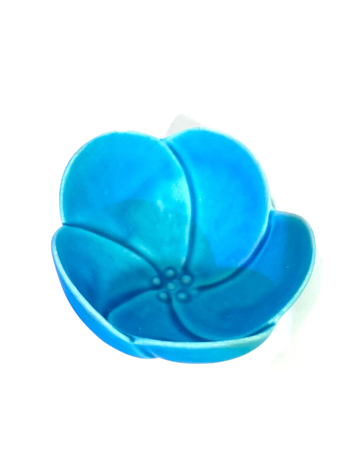 Mini jade with light blue small bowl made in Japan 2" x 1.5" h
