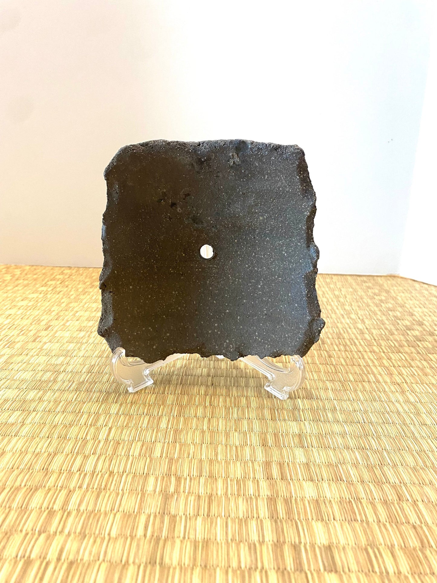 Square Small 信楽焼, Shigaraki ware Kokedama Saucer with legs, Japanese Ceramic saucer, Wafu 5" x 5" x 2" (all handmade size is approx)