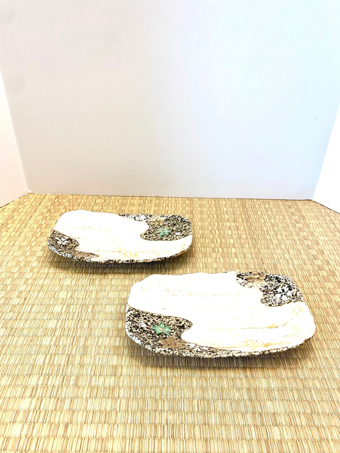 Soft edge rectangle Japanese momiji design saucer Size 8" x 4.5" x 0.75"