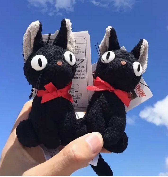Studio Ghibli Black JiJi Plush Toy, Cute Mini Black Cat Kiki, Stuffed Toy Keychain