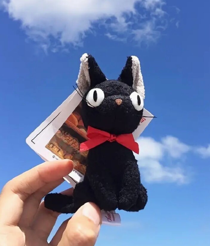Studio Ghibli Black JiJi Plush Toy, Cute Mini Black Cat Kiki, Stuffed Toy Keychain
