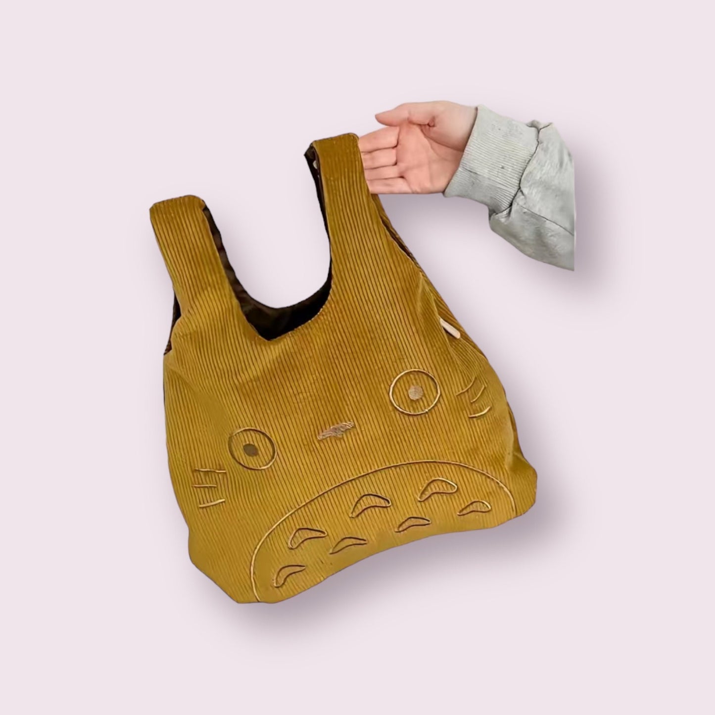 Totoro small bag, Fluffy Corduroy Handbag 12.5inch