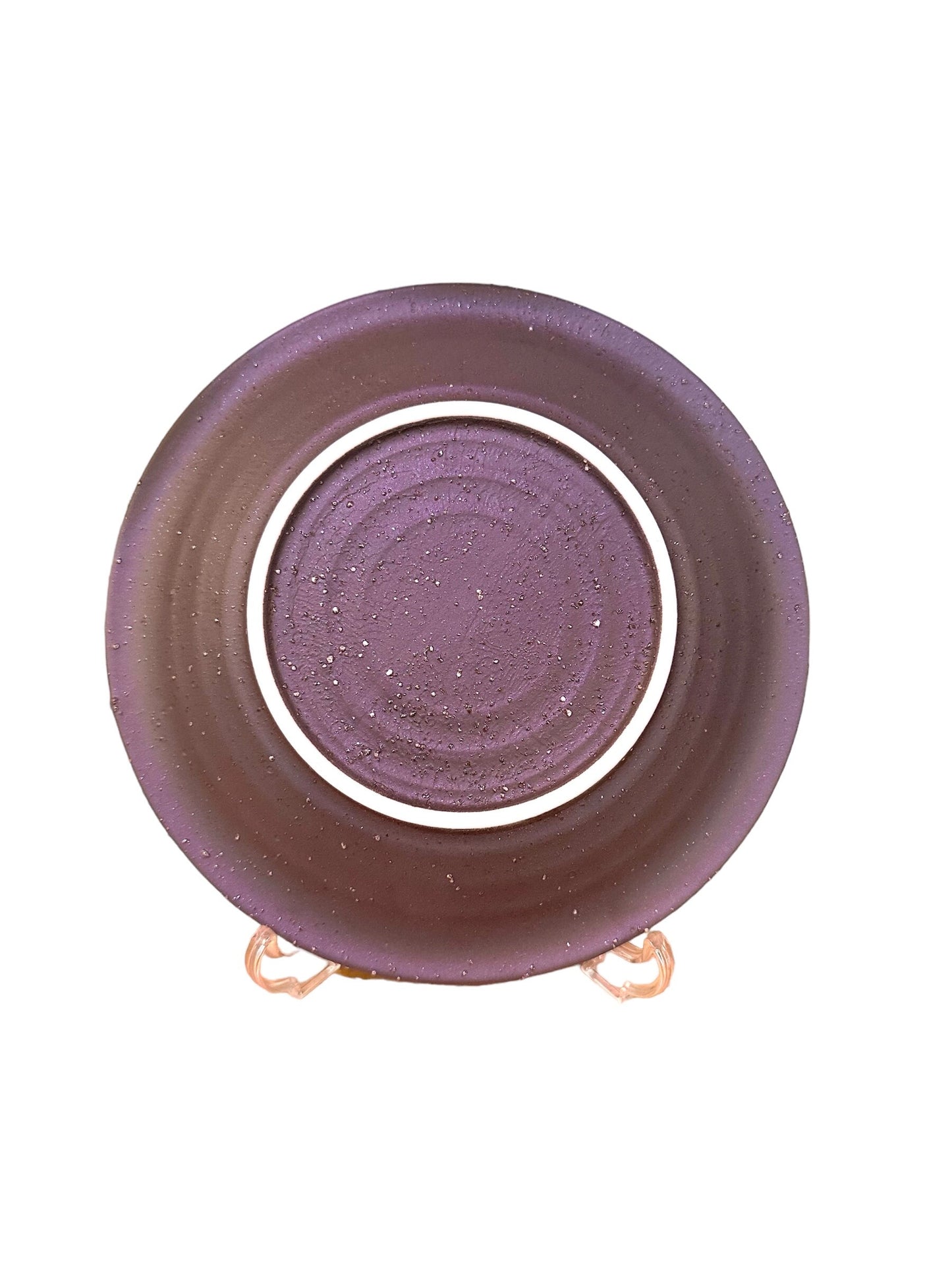 Ocher, Japanese traditional ceramic. Beautiful earth ocher colored with dry brush stroke on the edge with darker earthy brownish color.