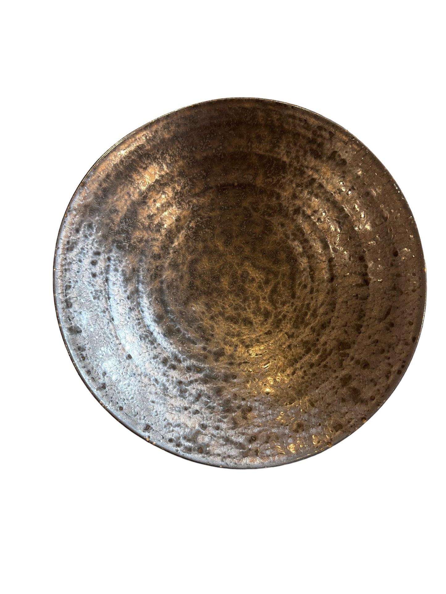 Boat shaped Round black grazed and paint design bowl 7" diameter x 1.5" height for Small to Medium Kokedama CA