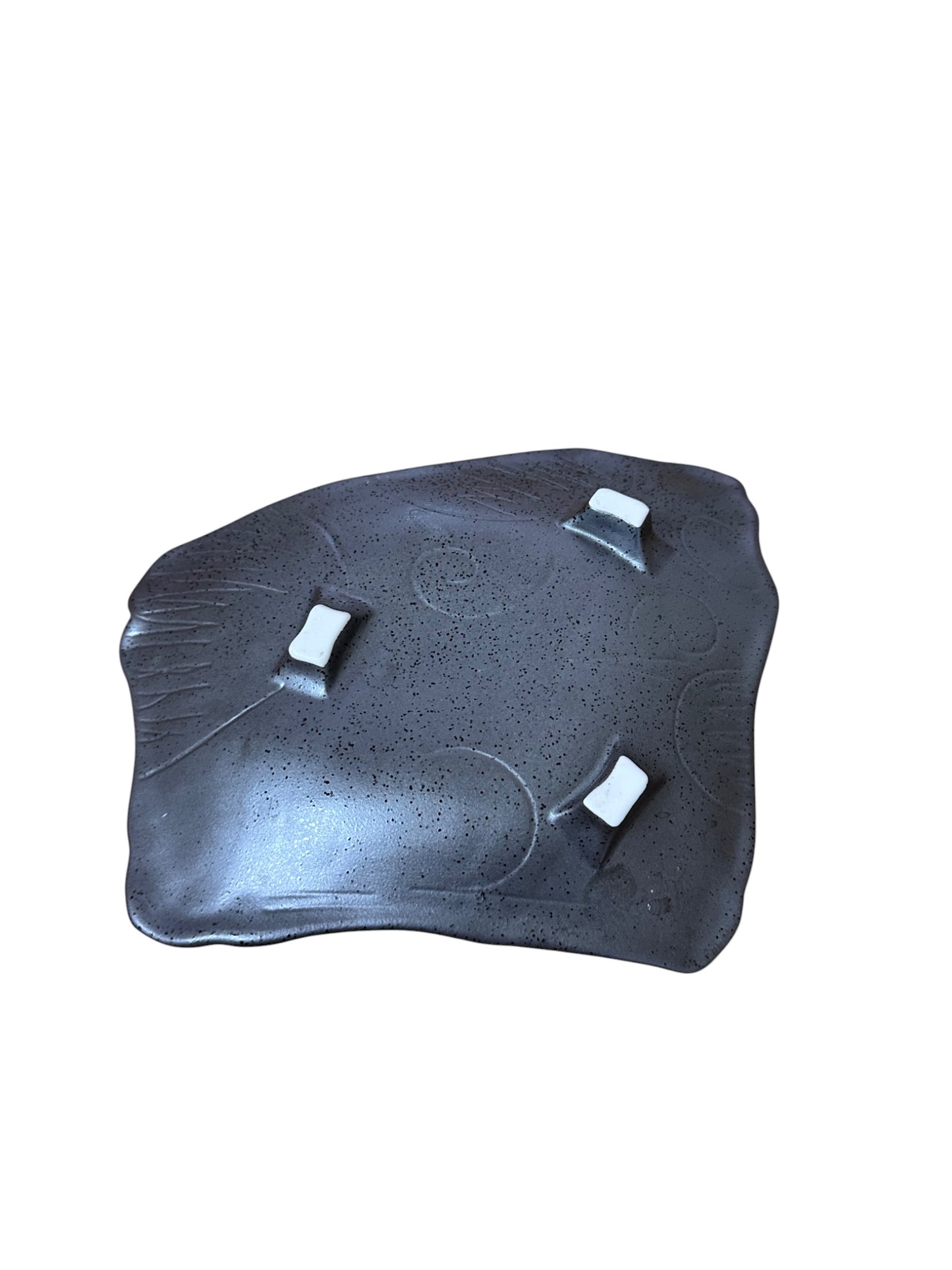 The Nanban Mittsu-ashi Henkei-zara, Mt. Fuji Black Ceramic Plate – 8.5" x 7.5"