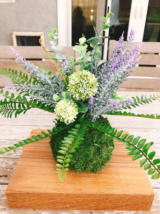 Kokedama - Artifitial plant, silkflower Kokedama Arrangement. No need to water. Carefree.
