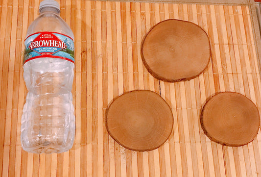 Saucer for Small Kokedama, Sliced Wood Saucer 3-4inch diameter