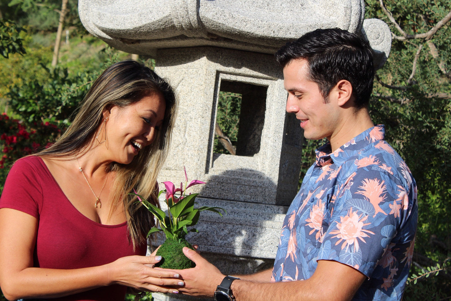 Anthurium - Pinkish purple Kokedama beautiful soft purple color. Peaceful, healing, Gift made with love.