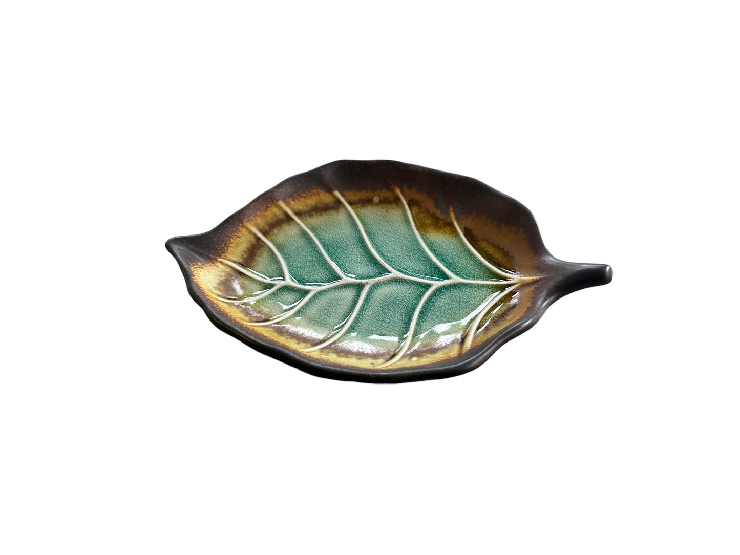 Evergreen Leaf Ceramic Tray 8”