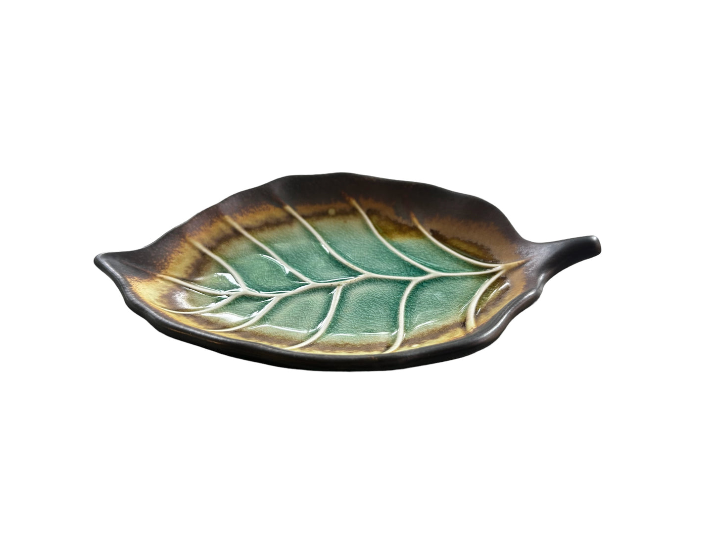 Evergreen Leaf Ceramic Tray 8”