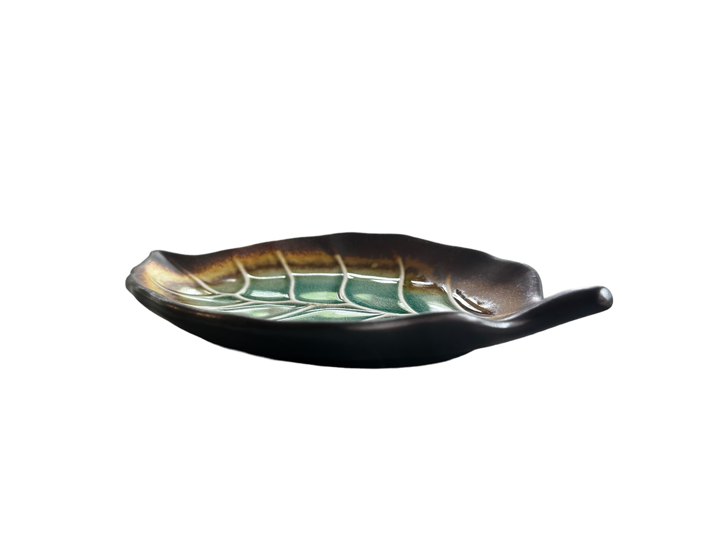 Evergreen Leaf Ceramic Tray 8”