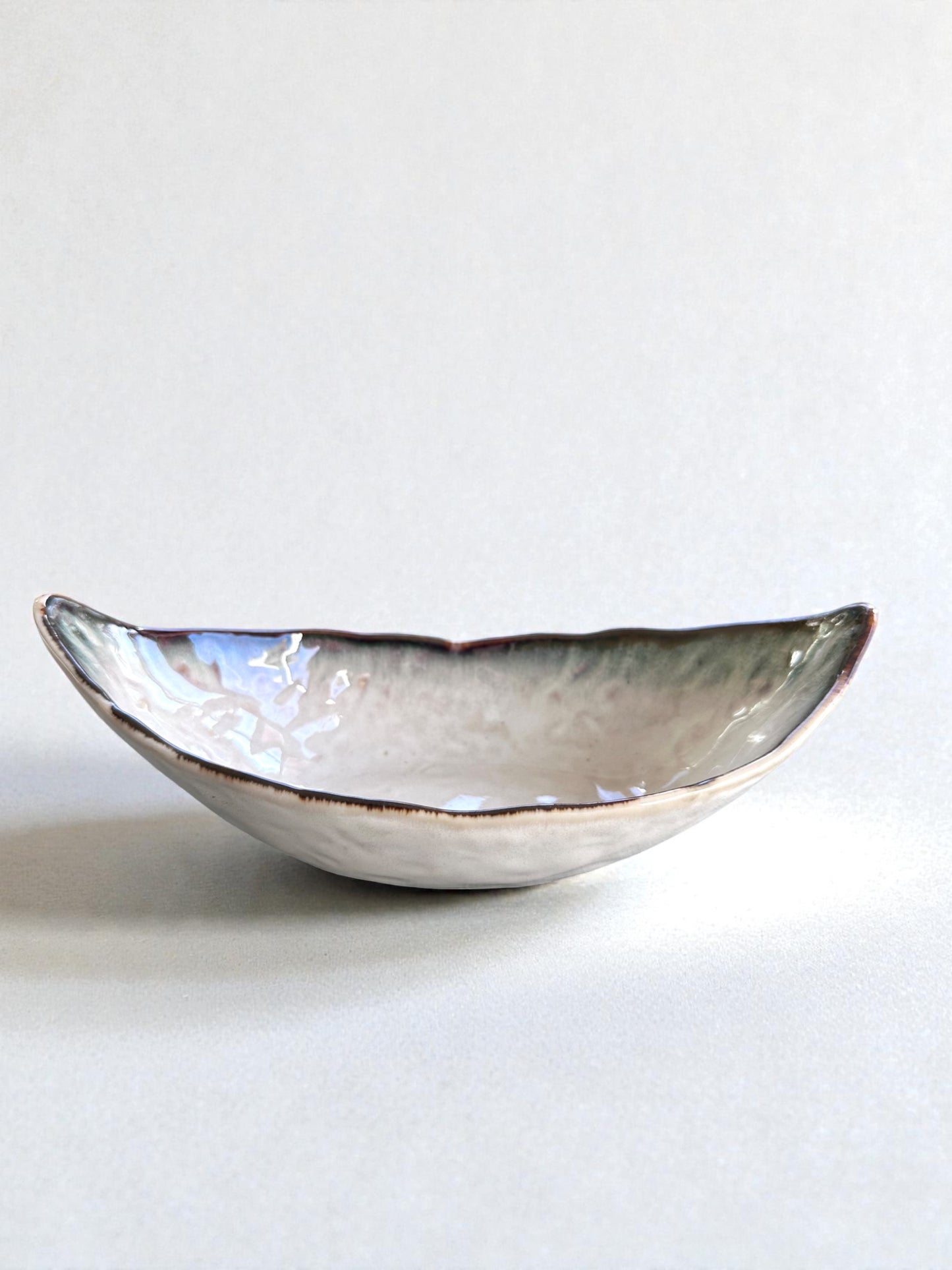 Boat (Fune) - Shape Kokedama Saucer – Soft White Glaze