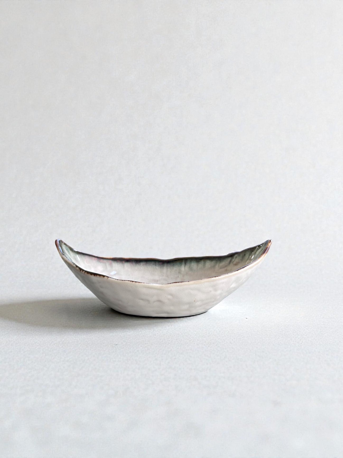 Boat (Fune) - Shape Kokedama Saucer – Soft White Glaze
