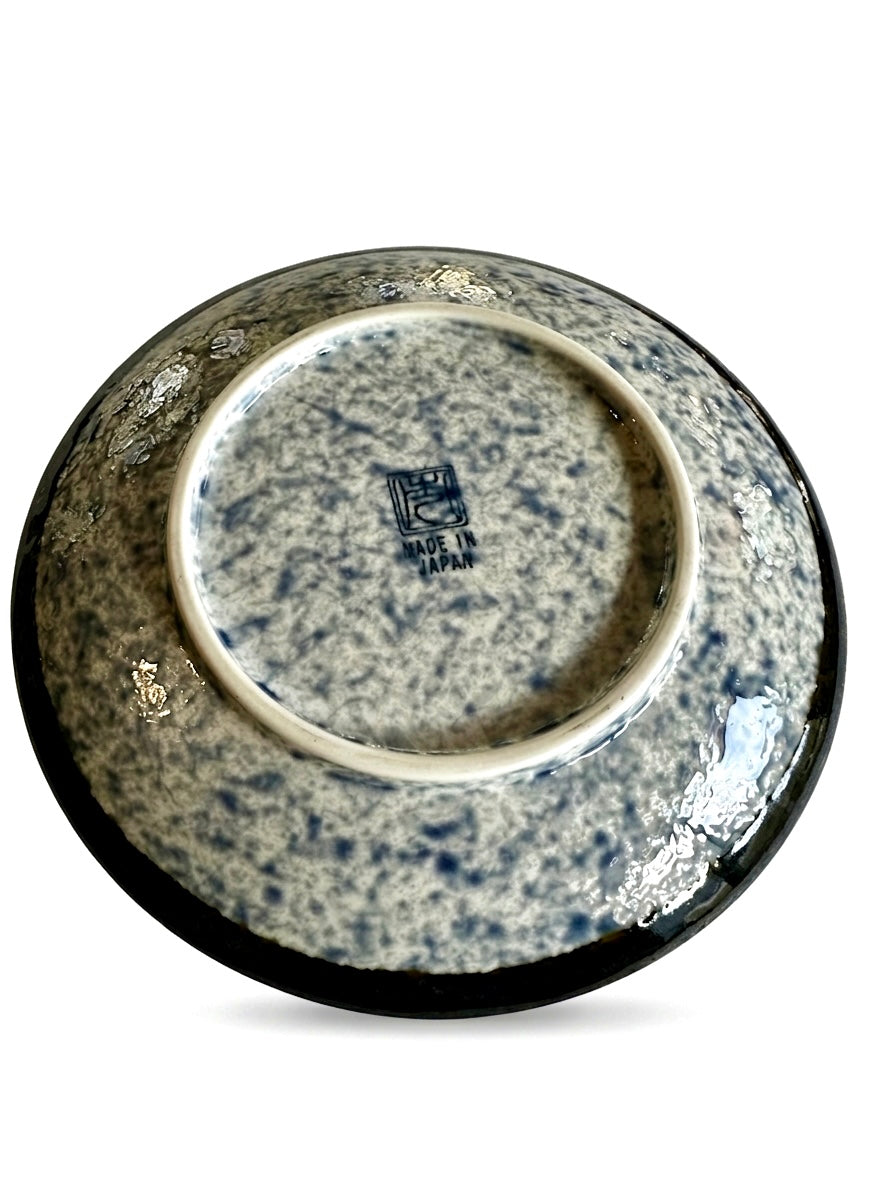 Indigo Ocean Kokedama Dish - Traditional Japanese Wave Pattern