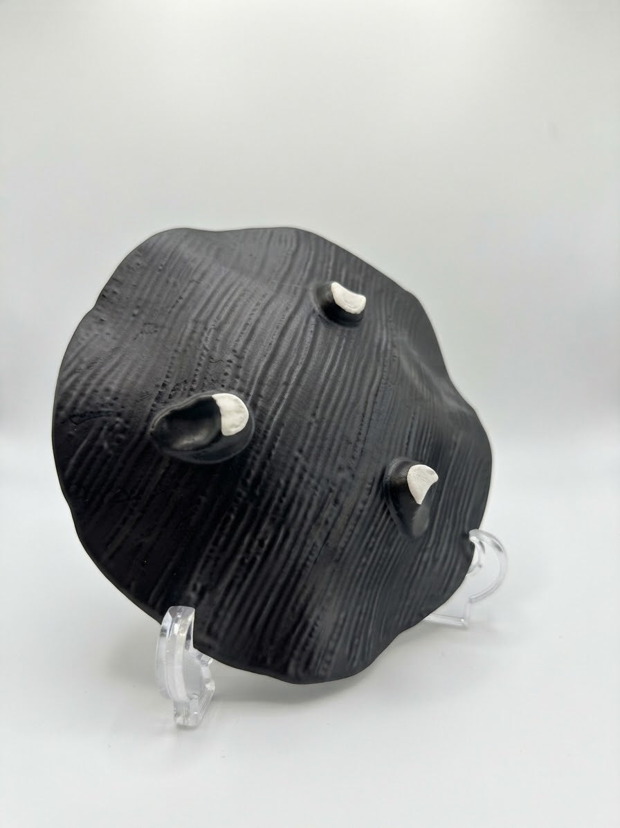 Brushstroke Plate — Black Ash Glaze 7.25"