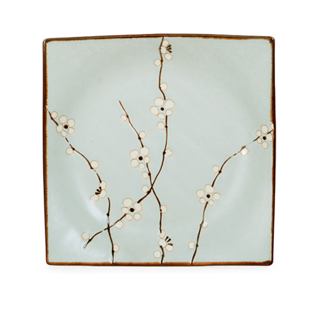 Square Plum Blossom Ceramic Saucer 7" x7" x 1"h