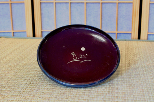 Round light weight, obon type plastic saucer for large Kokedama. 8" x 8"