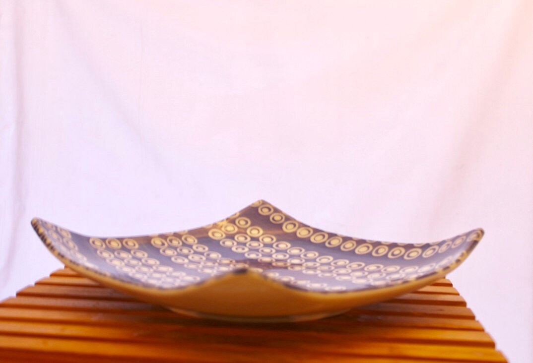 Plate, Large Saucer for Kokedama Shibori design deep blue/white two type
