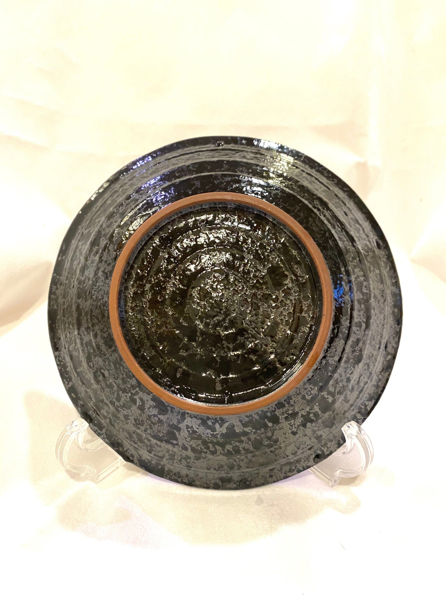 Round black grazed and paint design bawl 7" diameter x 1.5" height for Small to Medium Kokedama