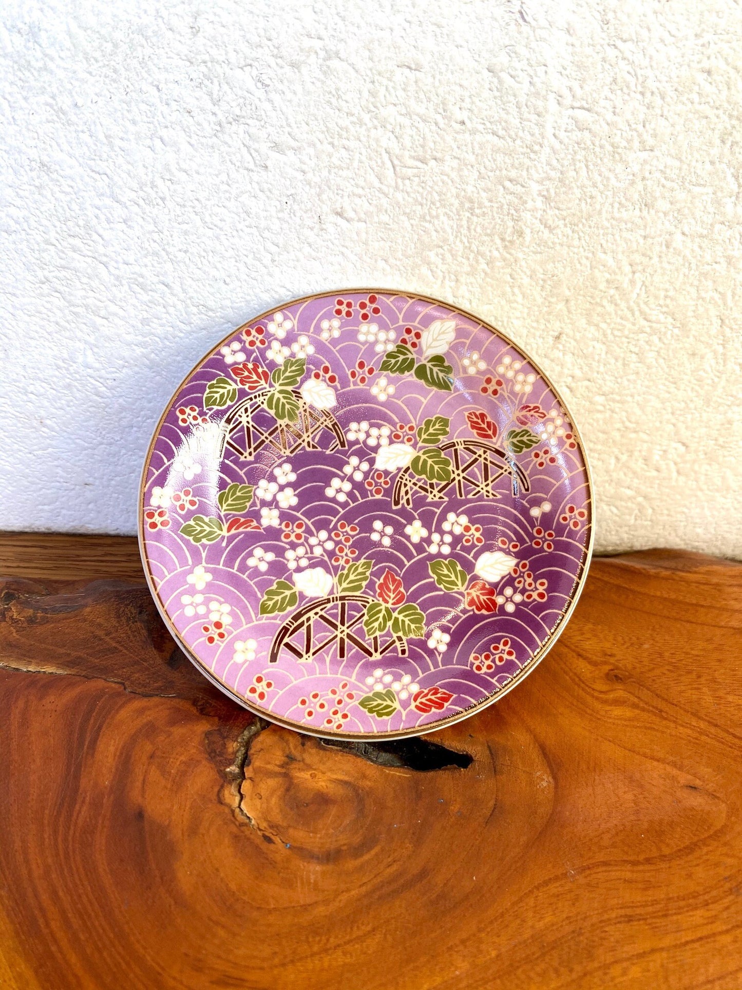 Small Japanese flower mozart with wafu designed Saucer for small Kokedama Size 4.13" diameter x 0.6" height