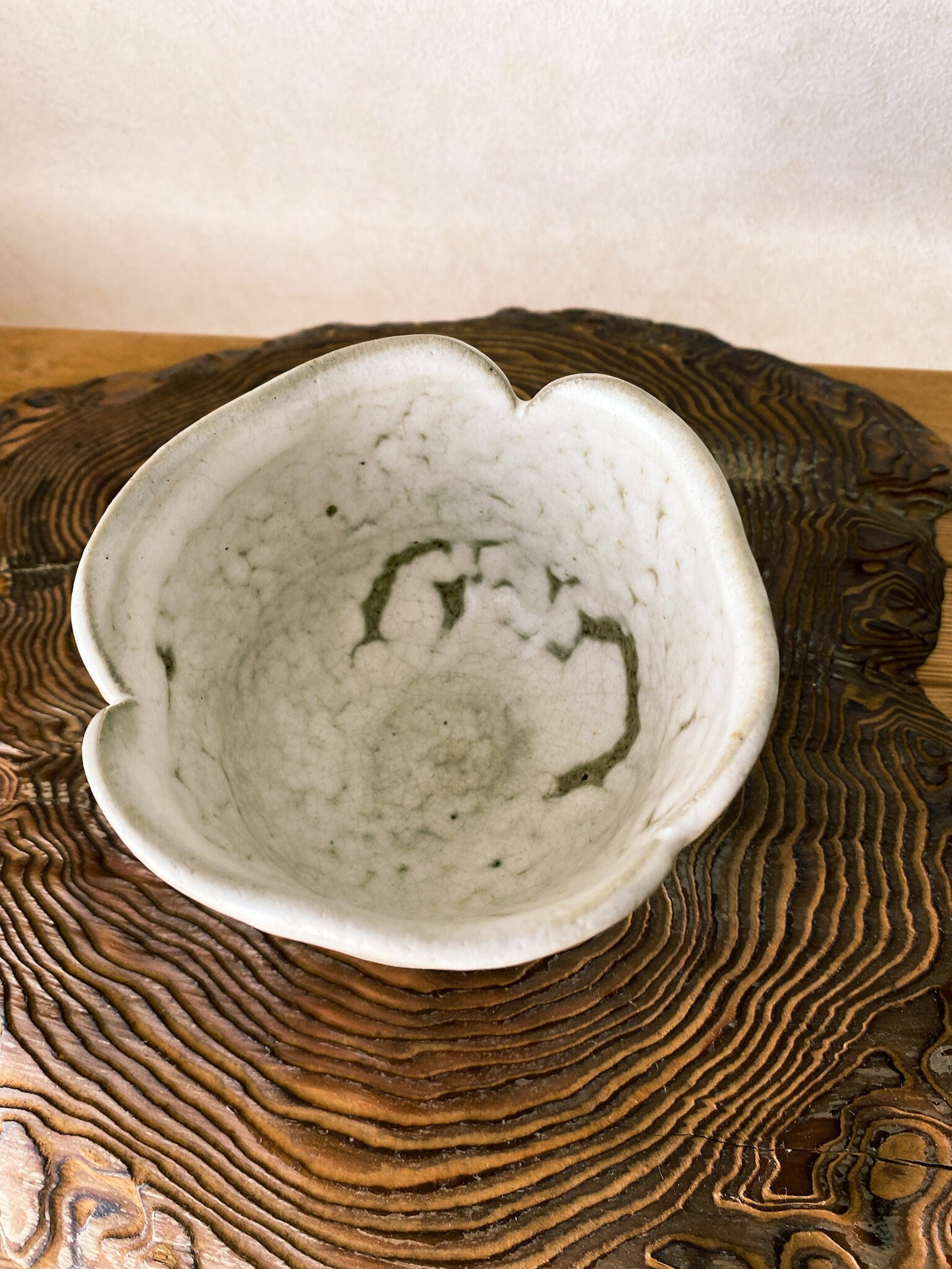 粉引 茶碗　Japanese Ceramic Saucer, Shigaraki Ware, Kohiki, Size 4.3" diameter 3.35" height