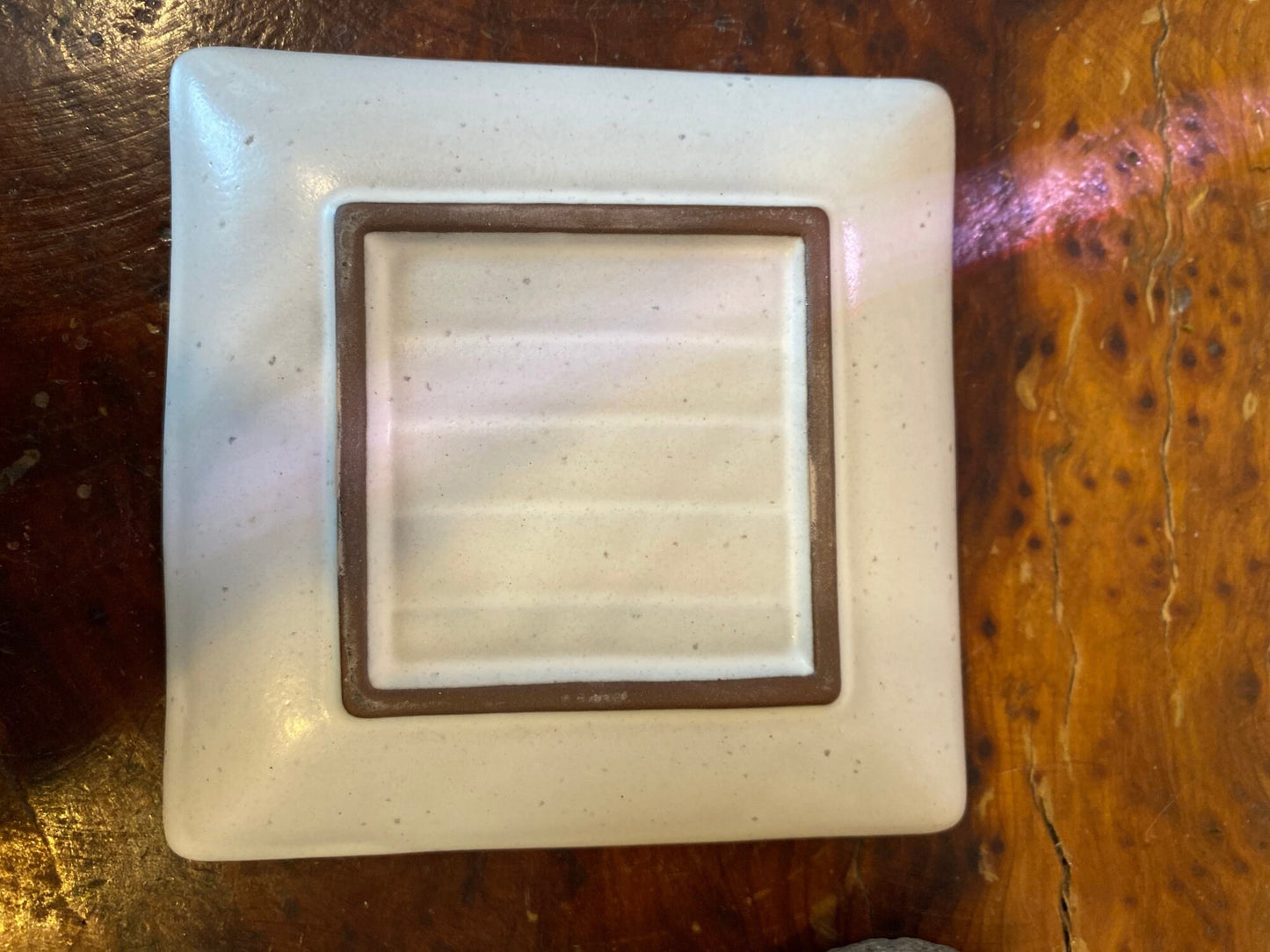 Square white matt white  saucer for Small to Medium Kokedama