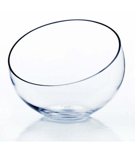 VHC0708 - Clear Slant Cut Unique Bowl Glass