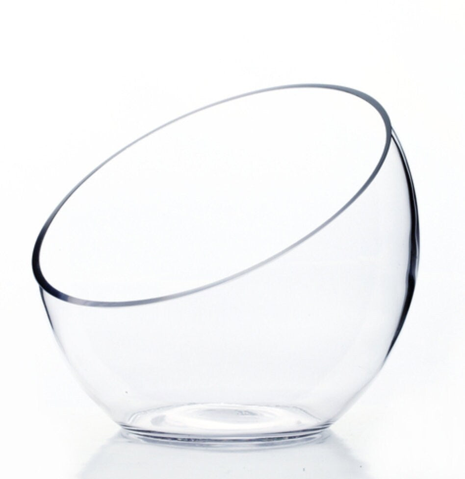 Clear Slant Cut Unique Bowl Glass, good for terrarium