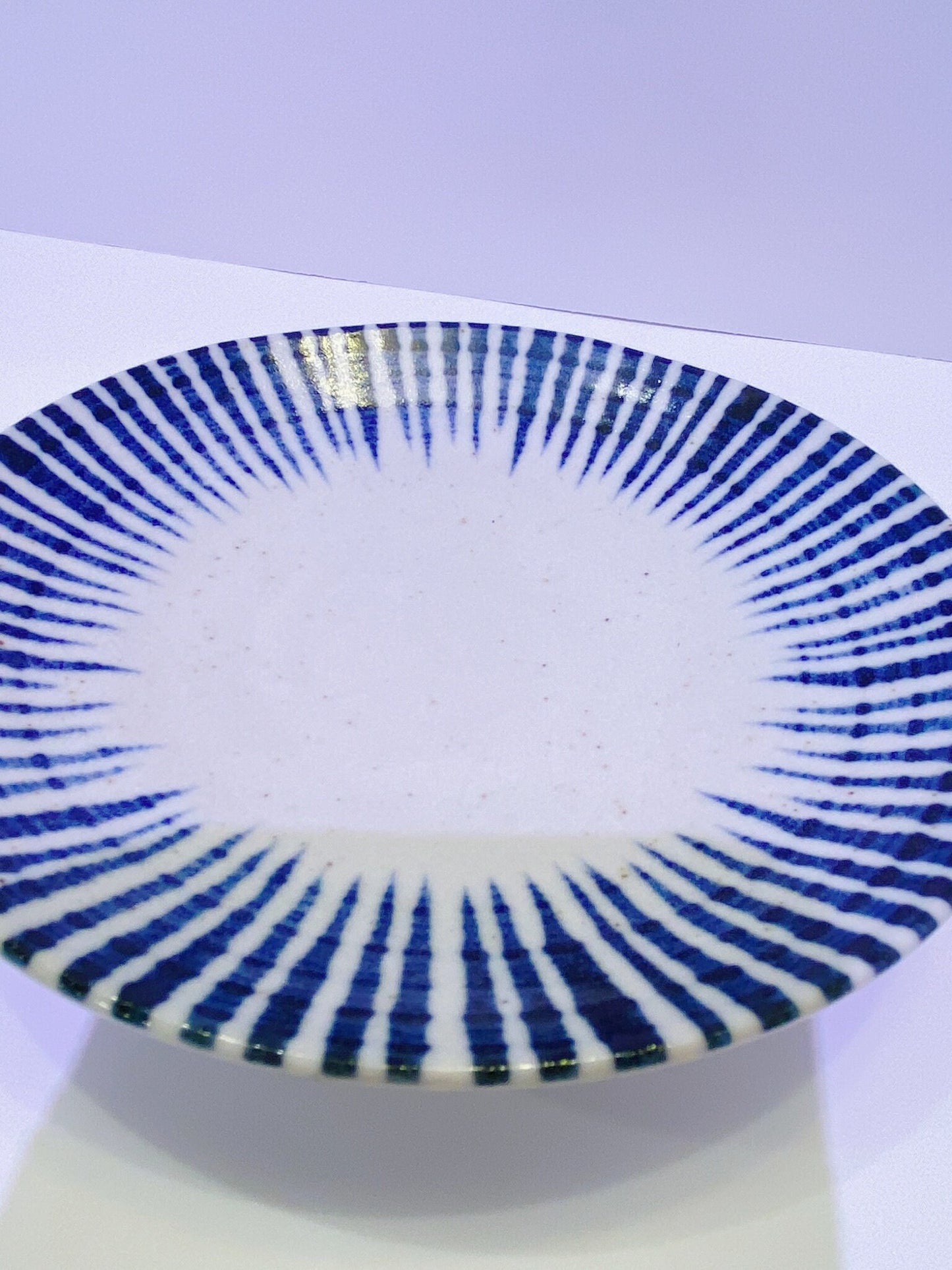 Stripe aizome, indigo blue,  wafu design saucer 6.25" x 1"